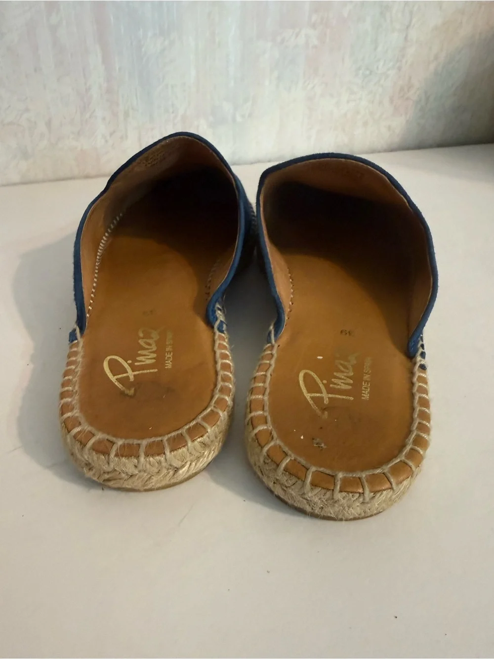 Pinaz Navy Suede Espadrille Slip-On, Business, Casual, Made In Spain, Sz 39